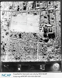 تصویر هوایی از زمین‌های خاکی قبل از ساخته شدن پارک شهر | آبان سال ۱۳۲۱
