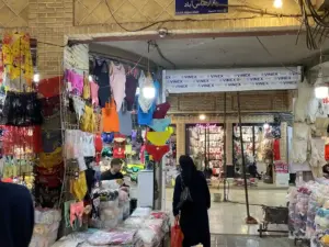 زنی در حال خرید در سرای حجاز بازار