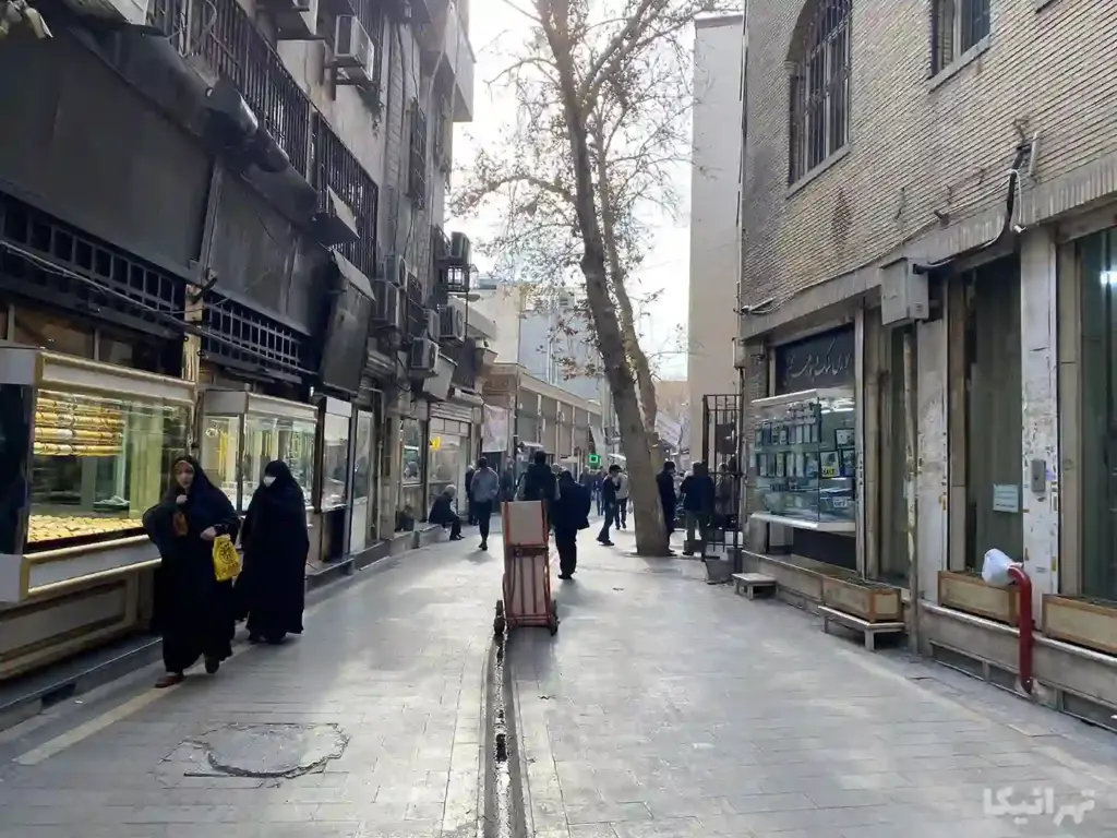 مردم در حال گذر از کوچه تکیه دولت
